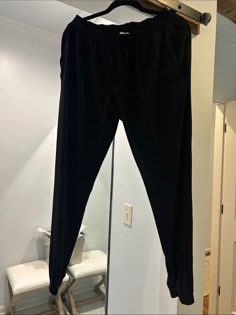 Veronica M Black Elastic Waist Sweatpants